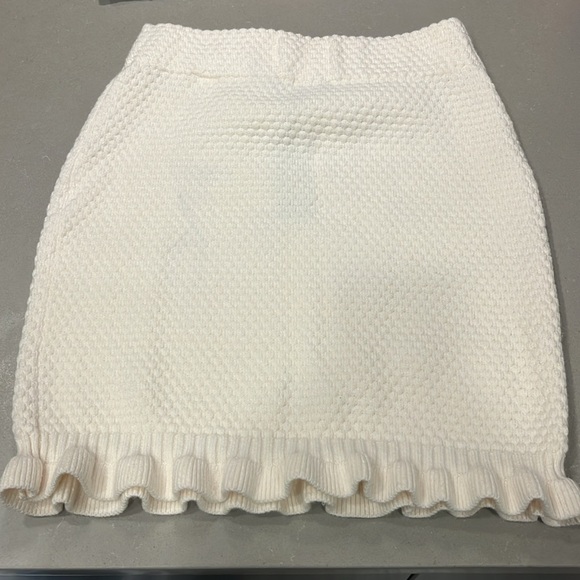 Express Cream Ruffle Sweater Skirt - Picture 2 of 3
